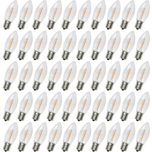 BORT 50 Pack C9 LED Replacement Light Bulb, C9 LED Bulbs for Christmas Outdoor String Lights, E17 Intermediate Base, Commercial Grade Holiday Bulbs Warm White 2200K
