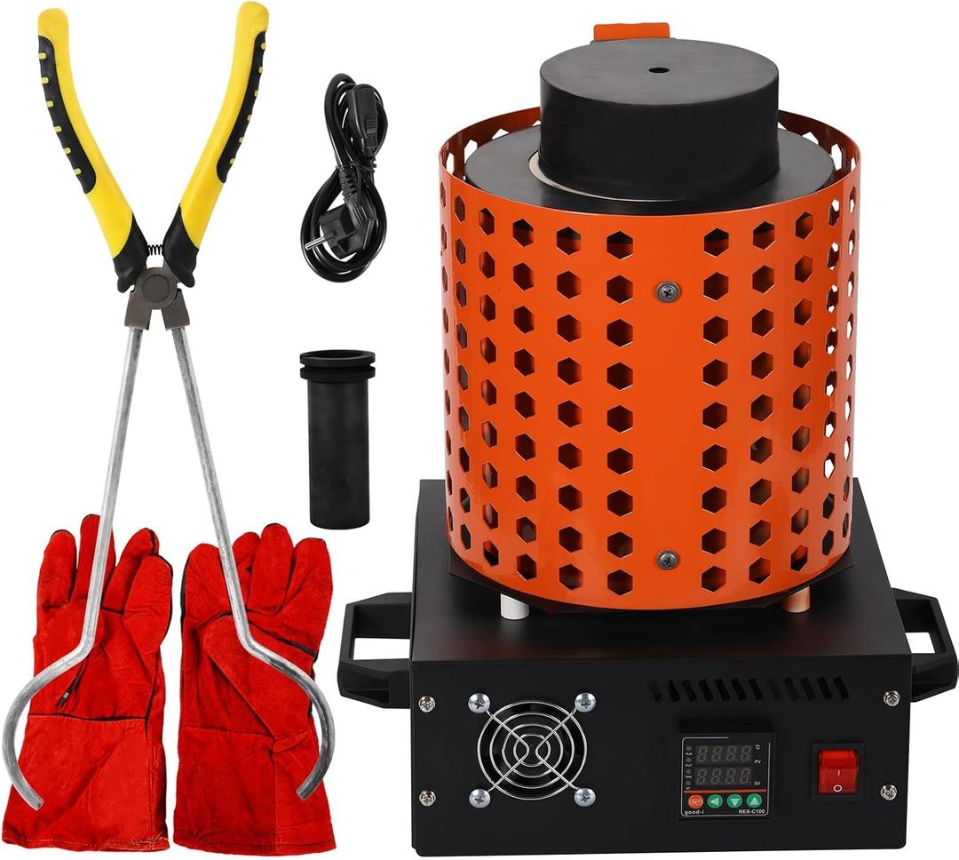 3kg Gold Melting Furnace 1800W | 2102°F Electric Furnace | Includes Graphite Crucible | Gold Melting Kit | Suitable for Casting and Refining Jewelry, Gold, Silver, Copper, and Aluminum (110V)
