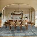 9x12 Washable Area Rug for Living Room, Extra Large Vintage Boho Rugs for Dining Room, Kids Room, Farmhouse, Durable Low Pile Non Slip Carpet for High Traffic Areas, Soft Blue