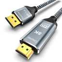 DisplayPort to HDMI 2.1 Cable 6.6FT 8K@60Hz 4K@120Hz Uni-Directional DP (Source) to HDMI (Display) Braided Cord Supports HDCP 2.3 HDR10 Display Port for AMD,NVIDIA,and PC