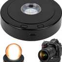 7 Led Rotating Display Stand, Round Spinning Display Stand with Colored Lights 360 Degree Rotating Display Base Stand with 4 Revolving & 8 Light Modes (Black)