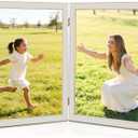 8x10 Double Picture Frame with White Enamel Finish, Gold Edge Metal Hinged Photo Frames, Real Glass Front Velvet Back, Display for Wall and Tabletop, Ideal for Wedding Couple Family Photos