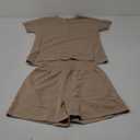 Haloumoning Girls 2 Piece Summer Outfits Kids Short Sleeve T-Shirts and Elastic Waist Shorts Clothing Sets (13-14 Years, Khaki)