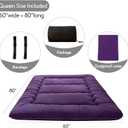 MAXYOYO Japanese Floor Futon Mattress, Roll Up Floor Mattress for Adults Foldable Tatami Mat Sleeping Pad Dormitory Couch Lounger, Purple, Queen Size