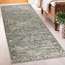 ReaLife Rugs Machine Washable Area Rug Runner - Living Room Bedroom Bathroom Kitchen Entryway Office - Padded Low Pile Stain Resistant Premium - Boho Farmhouse Vintage - Lyle - Brown 2'6" x 8'