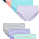 Hanes Girls' Underwear Hipsters, 7-pack, Pure Comfort Microfiber Hipster Panties for Girls, Assorted (14, Aqua/Purple/Coral/Blue)