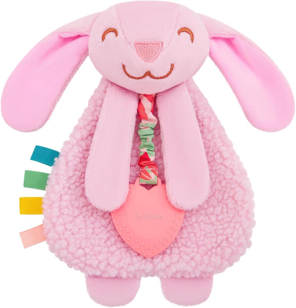 Pro Goleem Baby Easter Basket Stuffers Bunny Loveys for Babies Girl and Boy, Baby Lovey with Teether, Baby Toys 0 3 6 9 12 Months, Safety Teething Toys for Babies Infant Newborn and Toddler Gifts