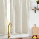 jinchan Linen Textured Tier Curtains 24 Inch for Kitchen Windows Country Farmhouse Cafe Small Curtain Rustic Light Filtering Half Curtains for Living Room Laundry Bathroom Rod Pocket 2 Panels Crude