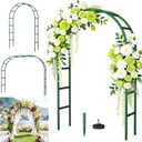 Thickened Rustproof Garden Arch Metal Trellis for Climbing Plants Outdoor, Wedding Arch Garden Arbor Frame Archway 4.9 x8.1 or 7.9 x6.7Ft Flower Arches for Bridal Party Decoration (Green)
