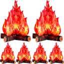 Boao 6 Sets Large Fake Fire 16" x 13" 3D Cardboard Campfire Big Fake Flame Artificial Paper Fire Torch Centerpiece for Camping Party Decorations Supplies (Dark Color)