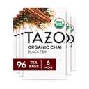 TAZO Organic Chai Black Tea Bags, Blend of Black Teas, Ginger, Cinnamon, Black Pepper & Cardamom, 96 Total Tea Bags (16ct - Pack of 6) (EXP 06/01/28)