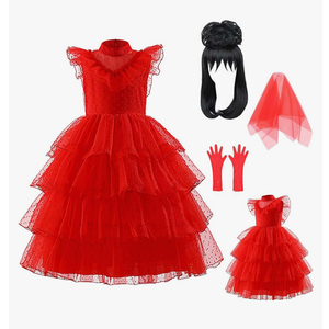 Varuotu Lydia Deetz Costume Girls Kids Lydia Deetz Dress Ghost Princess Bride Outfit Halloween Costumes Size140