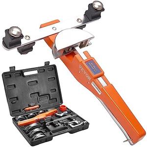 VEVOR Pipe Tube Bender, 1/4"-7/8" O.D. Ratcheting Tubing Bender, 90° Forward/Reverse Pipes Bending Tools with 7 Dies and Pipe Cutter for HVAC Air Conditioning Refrigerator Repair