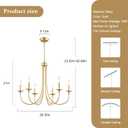 Gold Farmhouse Chandelier, 6 Light Modern Candlestick Brass Dining Chandelier Light Fixture Industrial Pendant Lighting for Living Room Bedroom Kitchen Foyer Entrance Hallway Entryway 28 Inch