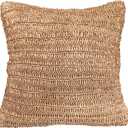Raffia Hand Knitted Pillow Cover, 18x18  Boho Decorative Cushion Cover for Couch, Sofa or Bed, Rustic Natural Throw Pillow Case
