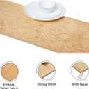 Encasa XO Dining Table Runner 13x72 in Long | Embossed Velvet | Gold Color with Premium Polyester - Machine Washable