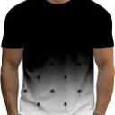 SOLY HUX Men's T Shirt Graphic Ombre Shirt Top Crew Neck Short Sleeve Tropical Print Casual Tees Black and White Small