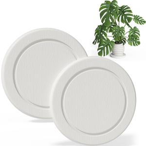 Plant Saucer Flower Pot Saucers Plant Trays for Pots Instant Dry Diatomaceous Earth Round Plant Drip Trays for Indoors Keeping Counter and Floors Dry and Clean (2Pcs White Large)