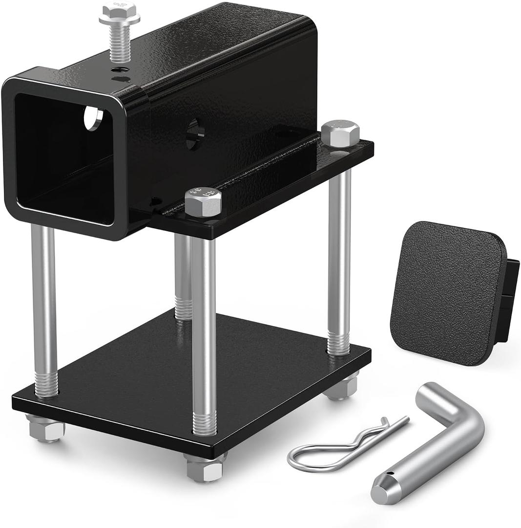 Ohuhu Bolt-on RV Bumper Hitch Receiver Adapter Fits 4-4.5" Beam, 2" Receiver 200Lbs Tongue Weight Capacity, Travel Trailer Rear Bumper with Hitch Pin & Hitch Cover, Fit for Camper Bike Racks Cargo Car