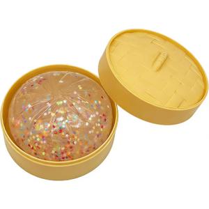 Star Clear Dumpling Toy with Steamer Case, Funny Squeeze Dough Stress Ball, Realistic Steamed Bun Squeezing Toy for Fidget Sensory Anxiety Relief Calming Travel Accessory Gift