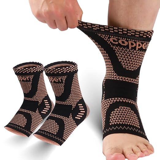 Copper Ankle Brace, Copper Infused Ankle Support Compression Sleeve for Women & Men, for Foot Pain Relief, Plantar Fasciitis, Sprained Ankle, Achilles Tendonitis,Recovery, for daytime or Night Use(XL)