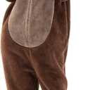 INT&TDR FANTASY Snug Fit Adult Bear Onesie Pajamas, Sherpa Cosplay Halloween Animal Zipper One Piece Costume (X-Small)