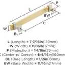 Amerock | Cabinet Pull | Brushed Gold/Satin Nickel | 6-5/16 inch (160 mm) Center to Center | Overton | 1 Pack | Drawer Pull | Drawer Handle | Cabinet Hardware