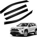 PLDDE 3pcs Smoke Tint Window Visors Compatible with 2019-2024 Toyota RAV4 RAV-4 Prime, Set of 4 Front+Rear Sun Rain Guard Vent Outside Mount Tape On Style Acrylic