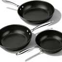 UUKRAVE Ceramic Nonstick Skillets Set (8"/9.5"/11") - Omelette Pans & Egg Pan for Healthy Cooking, Stay-Cool Handle, PFAS/PFOA/PTFE-Free, Oven/Dishwasher Safe for Busy Kitchen, Stackable, Black