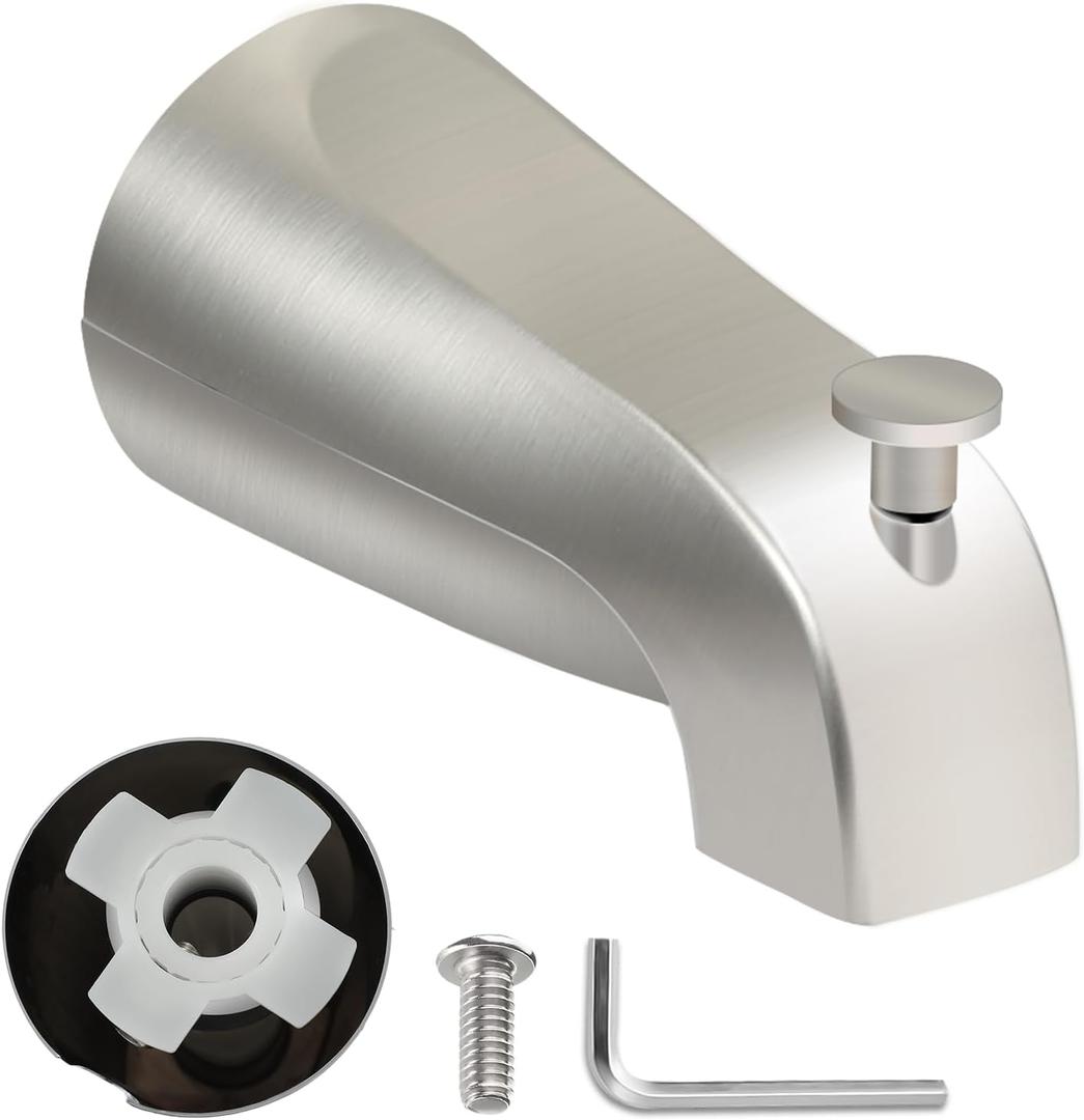 Slip On Tub Spout with Diverter, for 1/2" Copper Pipe, Compatible with Kohler GP85556 Bath Tub Spout, Bathroom Bathtub Tub Faucet Replacement, with 5/32" Hex Wrench (Brushed Nickel)