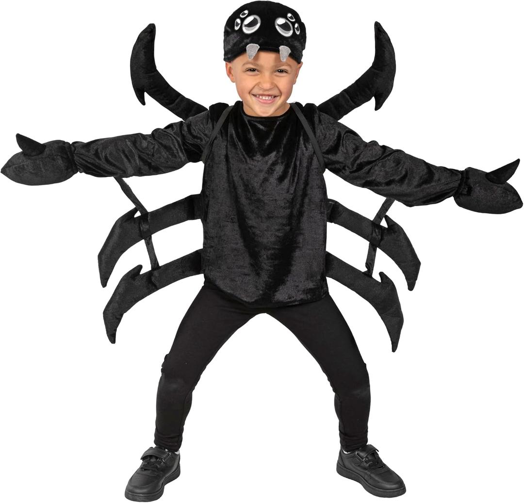 Morph Black Spider Costume for Kids Legs Spider Halloween Costume For Kids Tarantula Costumes for Boys Girls (Large)