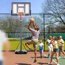 DUMOS 10FT Adjustable Height Portable Basketball Hoop Outdoor for Adult, 44 Inch Shatterproof Backboard w/Shock Absorbent Rim, Fillable Base, 2 Wheels for Swimming Pool/Indoor