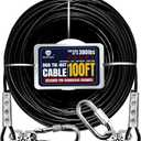 Tie Out Cable for Dogs Up to 300lbs,100ft Extra Strong 1000lbs Break Strength Tie-Out Tether Trolley Training Lead,Dog Run Cable for Yard Garden Park Camping Outside (Black, 300lbs 100ft)