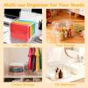 File Organizer Box with Lid, Hanging Filing Folder Organizer for Document Storage with Plastic Slide, Letter-size File Holder Filing Box for Office/Home/Decor/3Pack