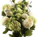 FiveSeasonStuff Artificial Peony Bouquets, 2 Cream Beige & Moss Green Silk Flower Bundles for Wedding Centerpieces & Home Decor  Vintage Peonies
