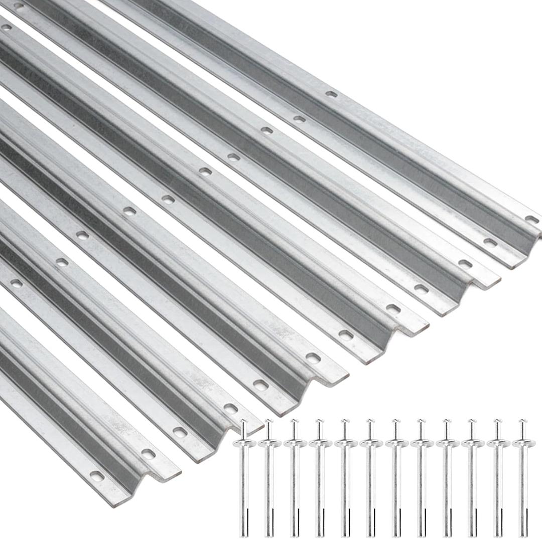 36 Ft V-Track Galvanized Inverted V Track with Hammer Drive in Anchors for Sliding Rolling Chain Rack Driveway Gate, Heavy Duty Sliding Driveway Gate Track