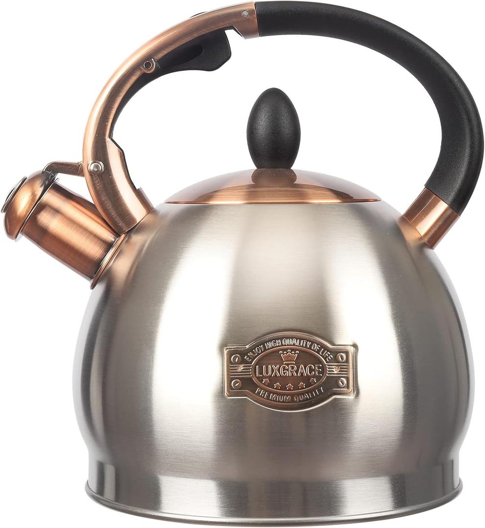 3Quart Whistling Tea Kettle Classic Teapot Stainless Steel Teakettle with Cool Grip for Stovetop (Silver)