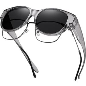 GEGURI Fit Over Glasses Polarized Sunglasses for Women & Men, Stylish Cat Eye Design Sun Glasses 100% UV Protection