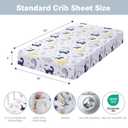 Plushii Crib Sheets for Baby Boys 2 Pack, 28"x 52" Extra Soft Microfiber Crib Sheet Set for Standard Crib & Toddler Mattress Pad, Dinosaur & Elephant & Stars & Navy Blue