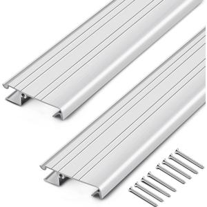 Threlaco 2 Pack 2 x 36 Inch Exterior Door Sill Threshold Extender Strip Mill Aluminum Snap Fit Building Door Threshold Suitable for Window Sill Floor Vinyl Mat Edge (Sliver)