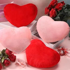 Queekay 4 Pcs Valentine Heart Pillow Cute Plush Cushion Toy Valentine Throw Heart Shaped Pillow Decorative Stuffed Plush Toy for Friends Bed Chair Sofa Cars(Red, Pink)
