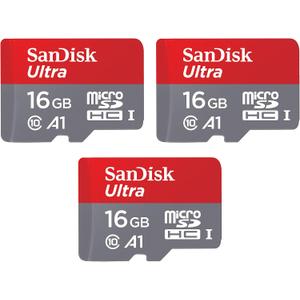 [Older Version] SanDisk 16GB 3-Pack Ultra microSDHC UHS-I Memory Card (3x16GB) - SDSQUAR-016G-GN6MM