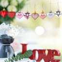 2 x 36 Pcs Valentine Heart Shaped Ornaments, Rose Gold Silver Pink Red Heart Ornaments for Mother's Day Christmas Wedding Anniversary Valentines Day Hanging Decorations