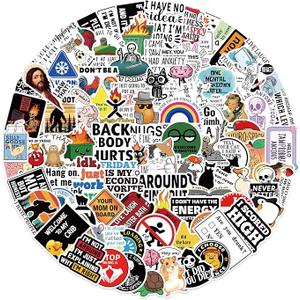 100pcs Funny Prank Meme Stickers Bulk, Snarky Meme Sticker for Kids Teens Adults, Snarky Vinyl Water Bottle Dirty Stickers Pack, Waterproof Cool Decals for Laptop Scrapbook Sarcastic Hard Hats
