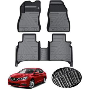 KUST Custom Fit Floor Mats for Nissan Sentra 2014-2019 All Weather Floor Liners 1st and 2nd Row TPE Rubber High Side Non-Slip