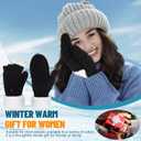 Coume Fingerless Gloves Mitten for Women Knitted Fleece Winter Thick Warm Touch Screen Convertible Flap Half Finger Adult (Black)