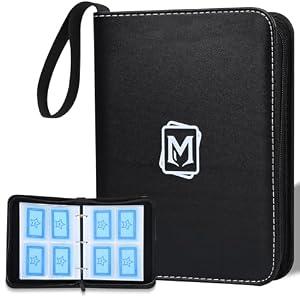 Trading Card Binder Album with Sleeves, Double Sided Pocket Collection Holder Case for Collectible Albums Card Folder for MTG, TCG, Sports Cards (Black M, 4 Pockets)
