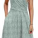 OUGES Maternity Nursing Dress Breastfeeding Short Sleeve V Neck Casual Pregnancy Clothes with Pockets, Small