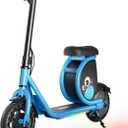Hiboy JoyHaul Kids Electric Scooter for Ages 59  LED Neon Lights, 56Wh Battery Up to 5 Miles, Under-Seat Storage, Front Drum Brake, 100W Brushless Motor (Blue)