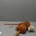 Stick Hobby Horse Riding Toy, Plush Stick Horse for Toddlers Ages 3+, Horses Ride on Toy Fun Pretend Play with Wooden Wheels and Real Pony Clip-Clop Sounds 39 Inches-Light Brown